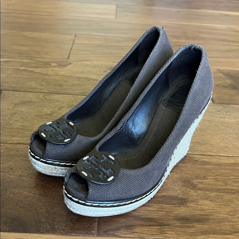 Tory Burch Peep-Toe Wedges